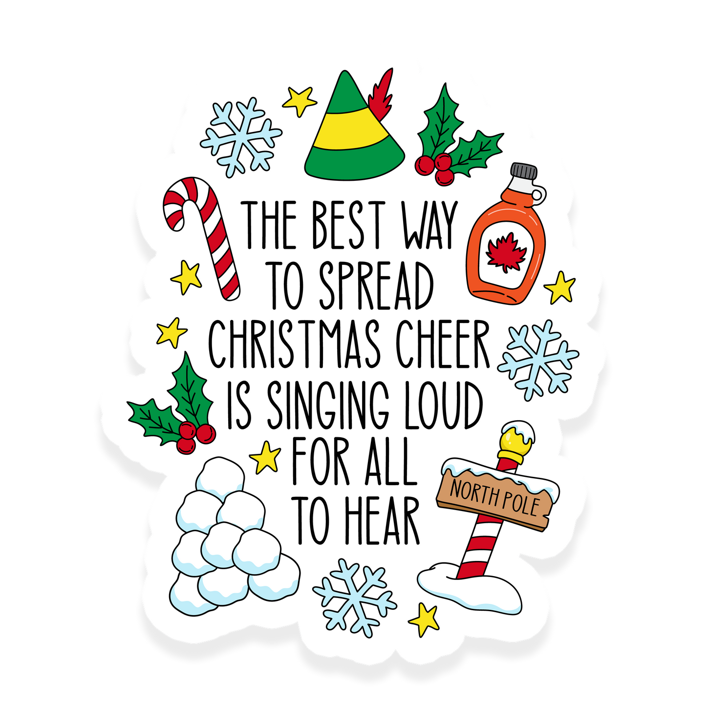 christmas cheer singing loud holiday sticker