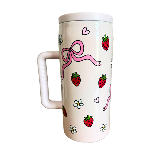 Strawberries & Bows – 40 oz Stainless Steel Tumbler with Straw