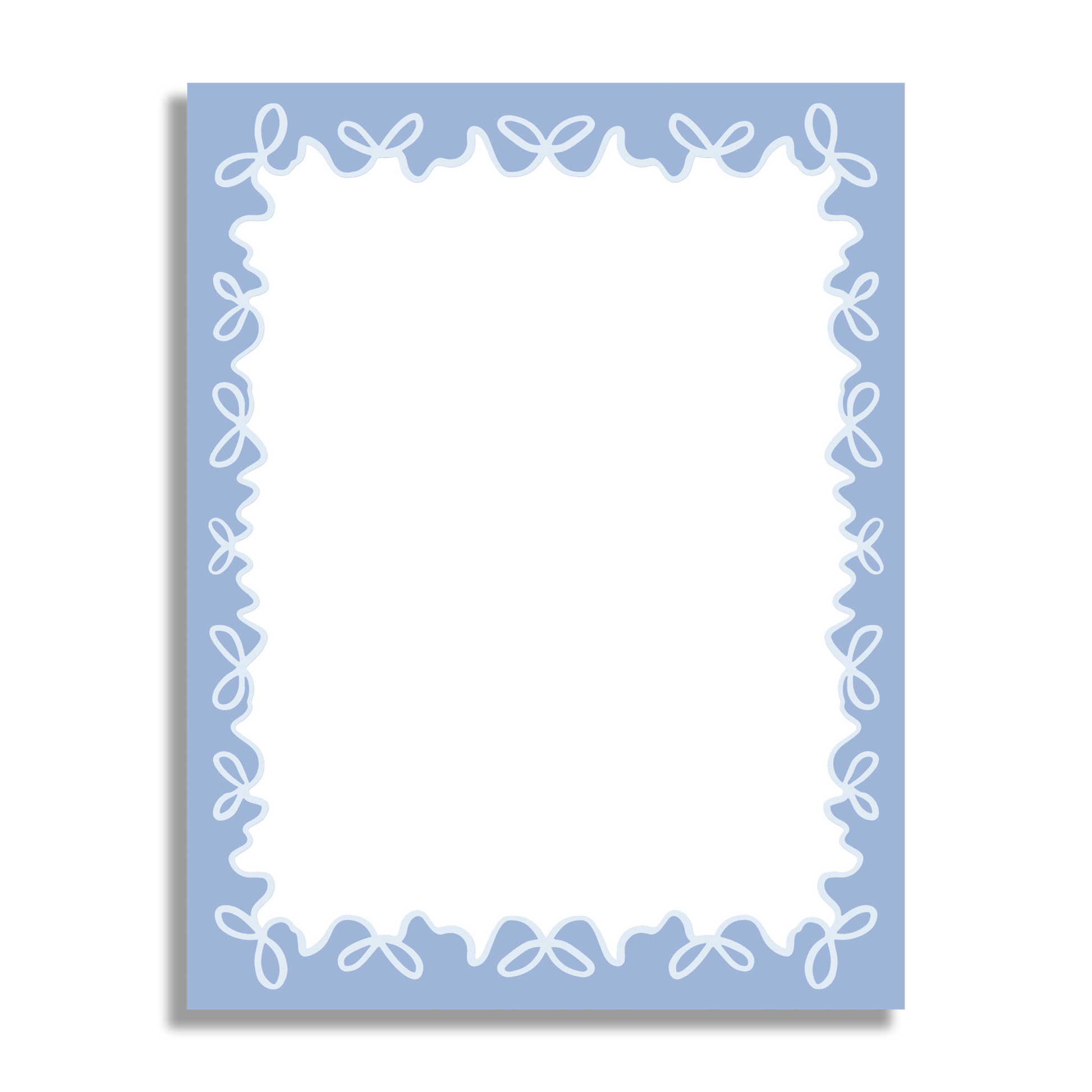 Decorative bow border design on a light blue background
