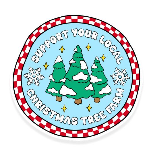 support your local christmas tree farm sticker